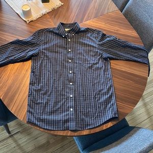 Duluth Trading Wrinkefighter Large Tall Blue Dress Shirt